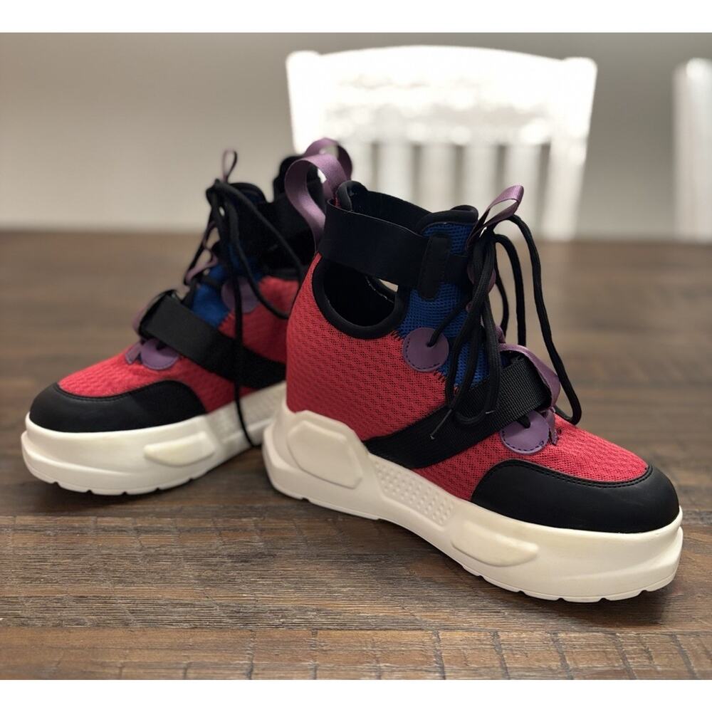 Anthony Wang Level Up High Top Platform Wedge Sneaker Mulberry 02 Size 7 - Picture 3 of 9